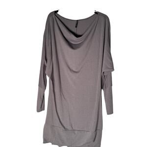 Poliana Plus Women's Knit Tunic Women's XL Gray Shirt Bottom Gathered